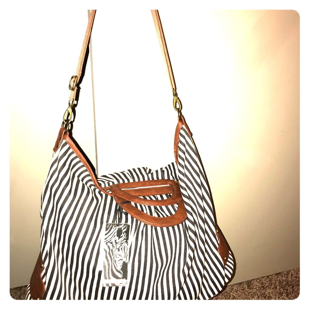 Soul Rebel Canvas Black Striped crossbody bag